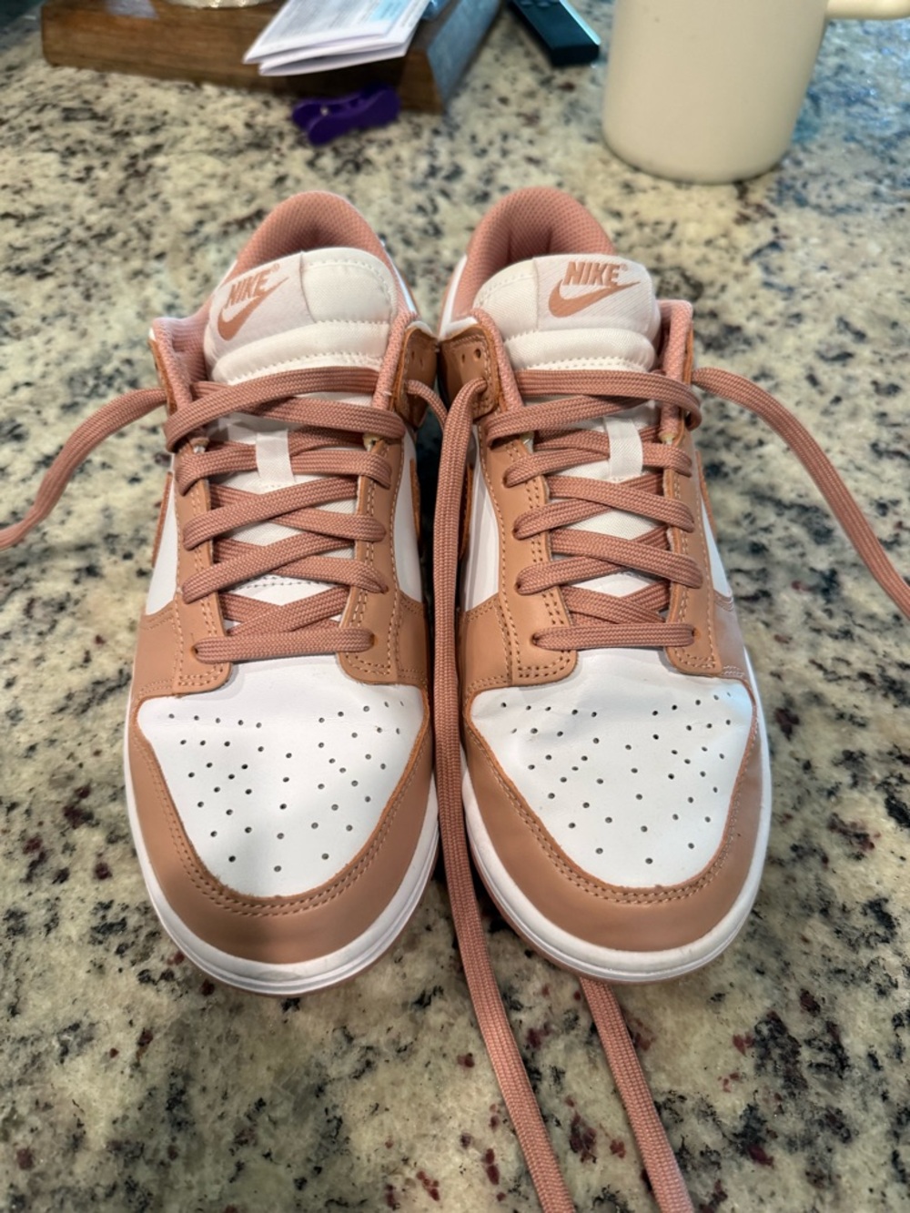 Nike Low-Top Sneakers in White and Dusty Pink